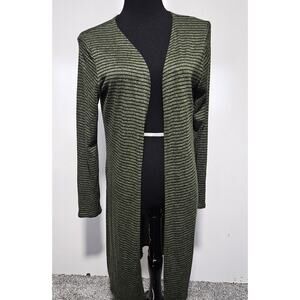 Olivia Rae Womens Large Stripe Duster Kaftan City Careerwear Grunge Retro USA